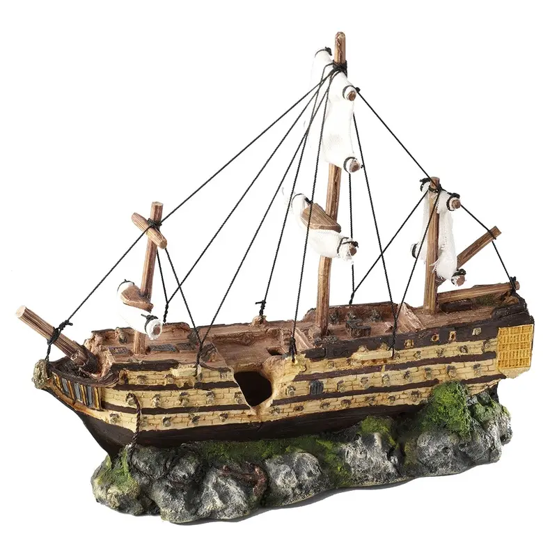 Aqua Della Multicolore Aquarium Decoration Shipwreck Titanic With Airstone