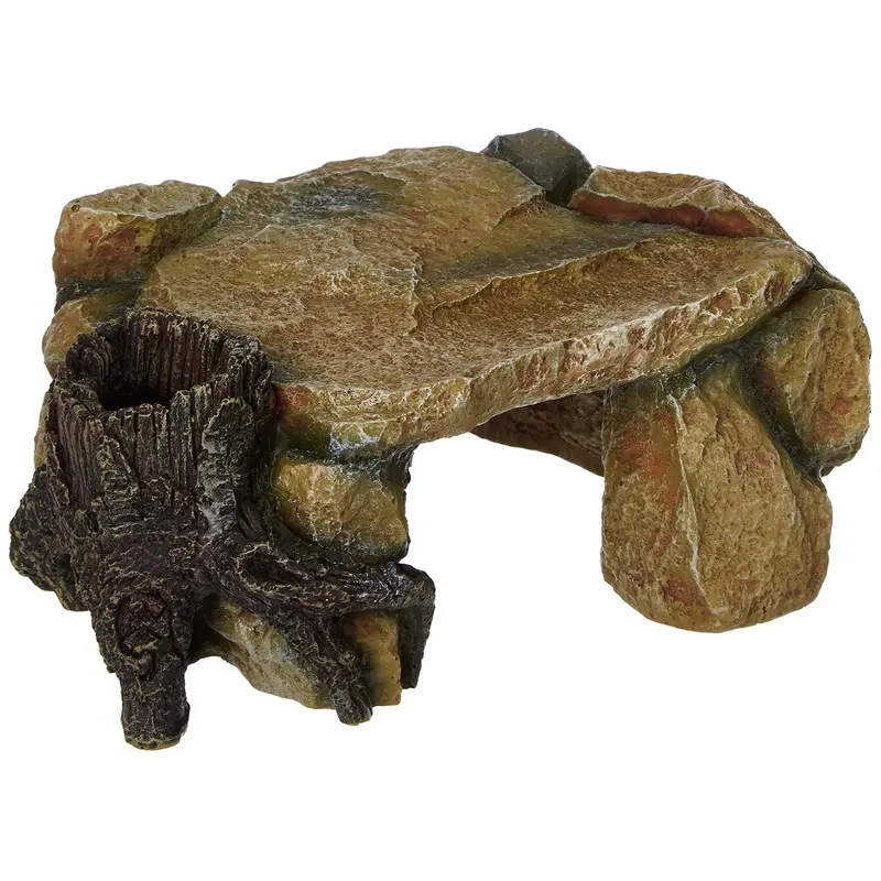 Trixie 8847 Rock Plateau with Tree Trunk Aquarium Decoration 25 cm,Brown