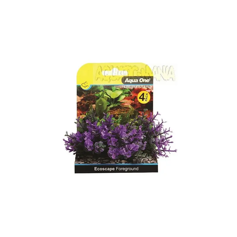 Aqua One Purple Ecoscape Foreground Catspaw Aquarium Plastic Plant 4Pk 28358