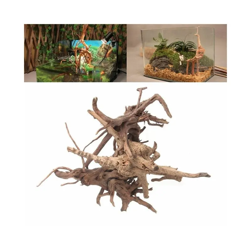 Greenzech Decor Tree Trunk Fish Tank Landscaping Wood Natural Plant Stump Ornament