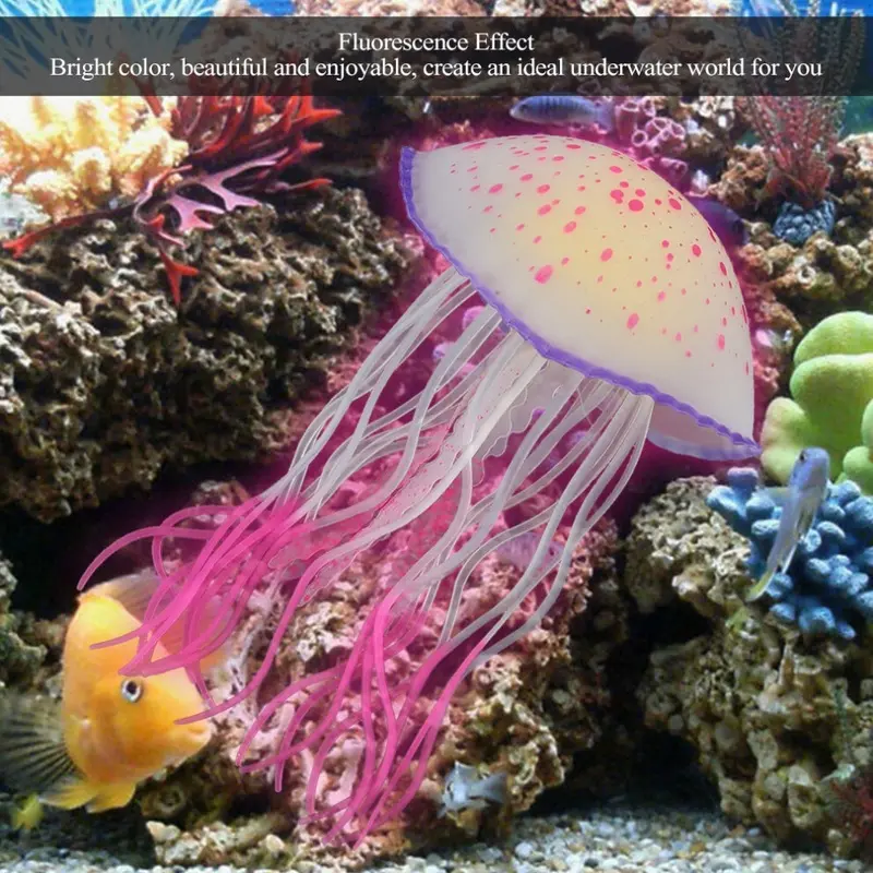 Red Aquarium Simulation Silicone Artificial Jellyfish Fish Tank Decoration Ornament