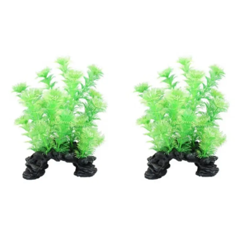Ab Tools 2Pk Aquatic Aquarium Fish Tank Deco Plant Rock Cabomba 5X12x20cm
