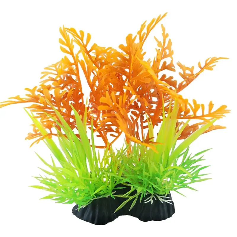 Swell Uk Orange/Green Swell Fern & Grass Artificial Plant Aquarium DCor