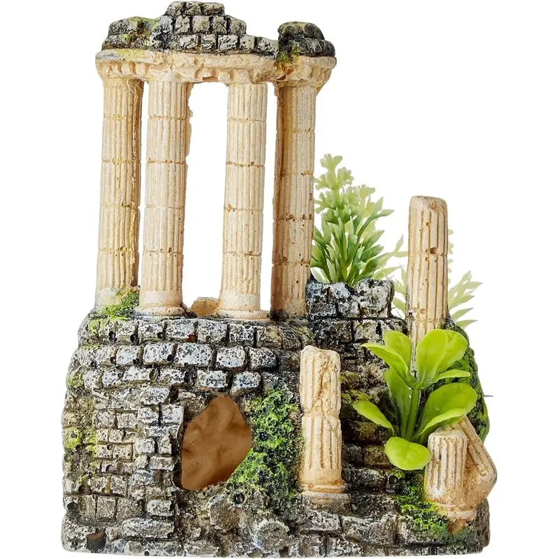 Nobby Antique Column with Plants Aquarium Ornaments, 11.2 x 10 x 14 cm