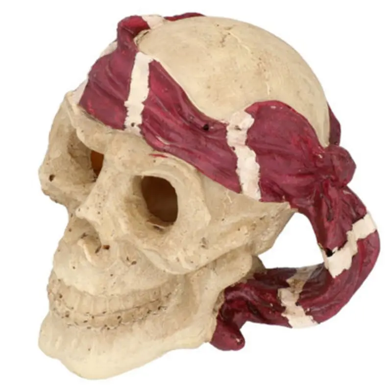 Ab Tools Red Aquatic Aquarium Pirate Skull Head Fish Tank Ornament 9X13x14cm Medium