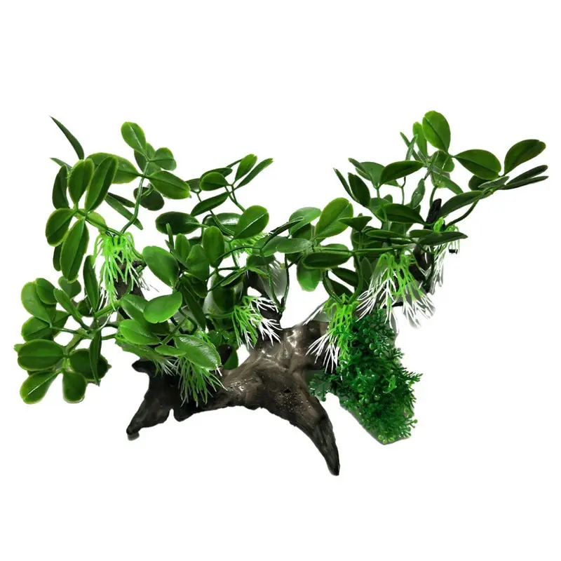 Swell Uk Green Swell Eucalyptus Leaves On Dead Wood Artificial Plant Aquarium DCor