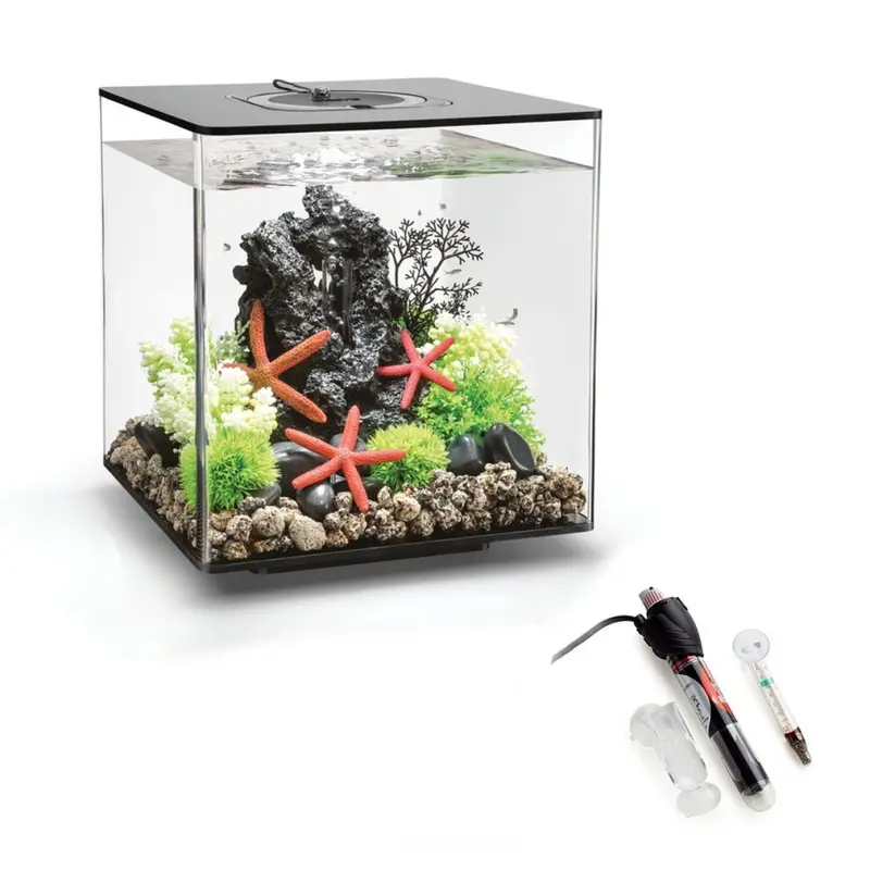 New Biorb Cube Aquarium In With Standard Led Lighting And Heater Pack Black 30L