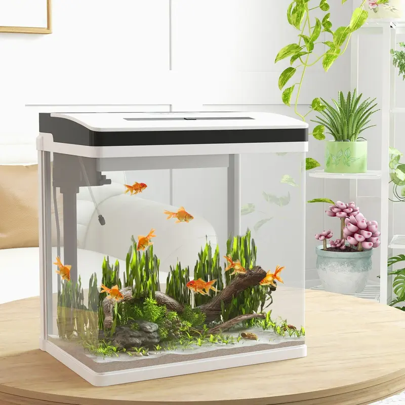 Pawhut Aquarium Glass Fish Tank With Led Lighting 28L