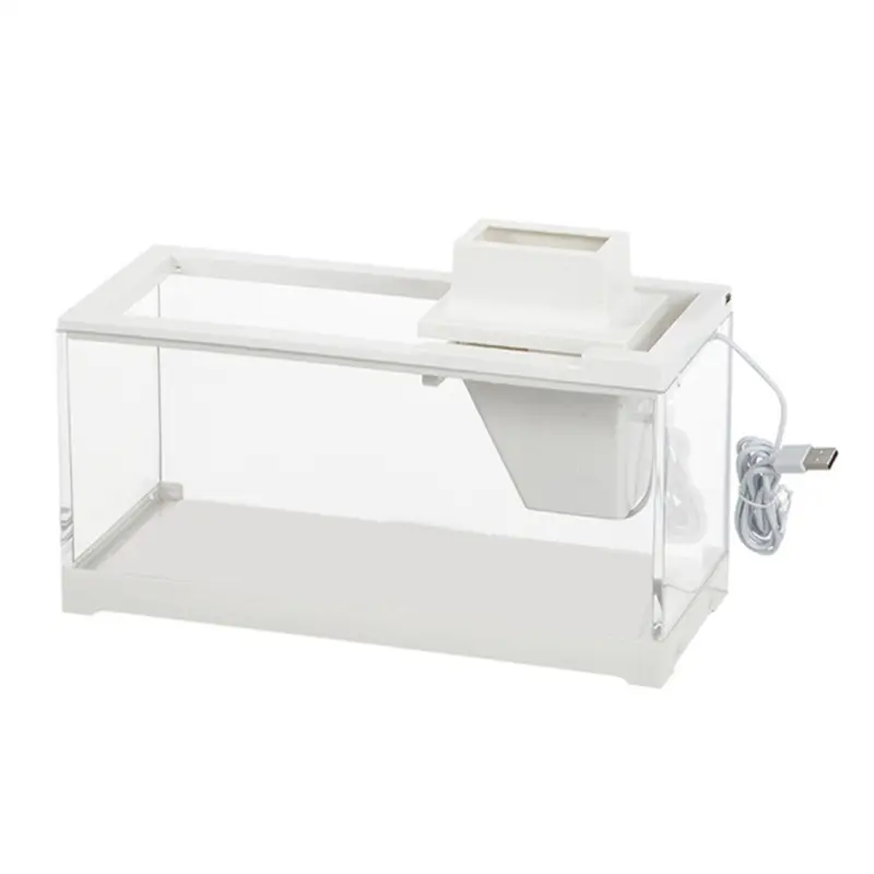 Senza Marchio Desktop Aquarium Fish Tank With Led Lighting Silent Filter