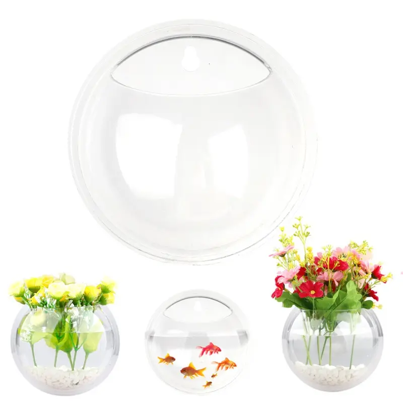15Cm Acrylic Wall Mounted Fish Bowl Aquarium Plant Holder 15Cm