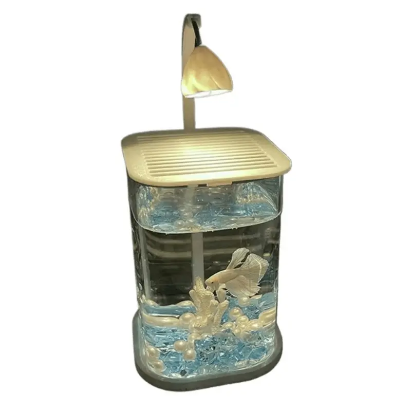 Light Desktop Glass Aquarium Fish Tank With Led For Kids Fish Small