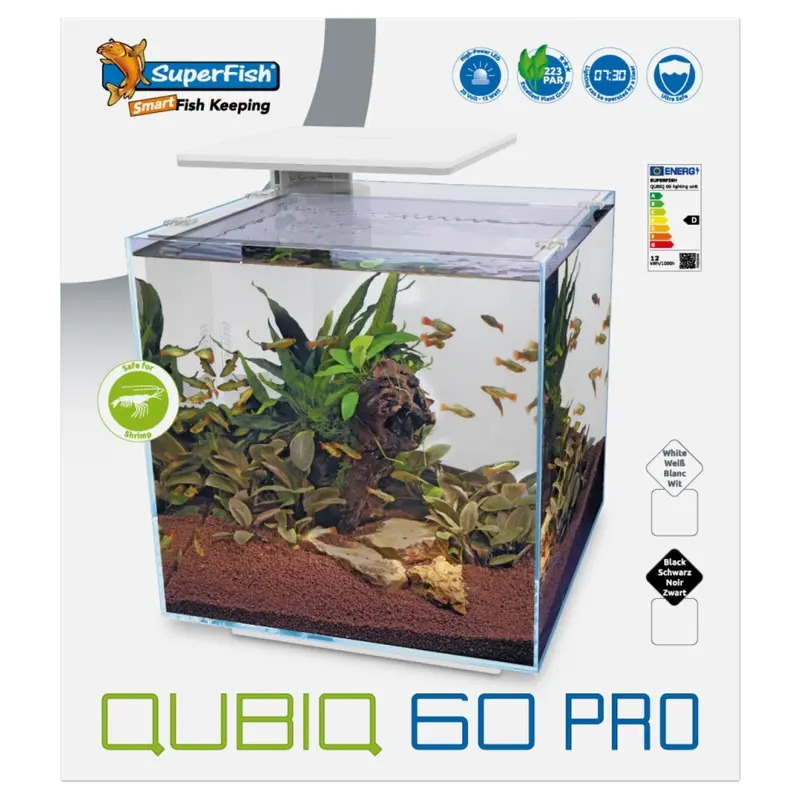 Superfish White/Light () Qubiq Aquarium Nano Fish Tank Integrated Filter, Optional Led