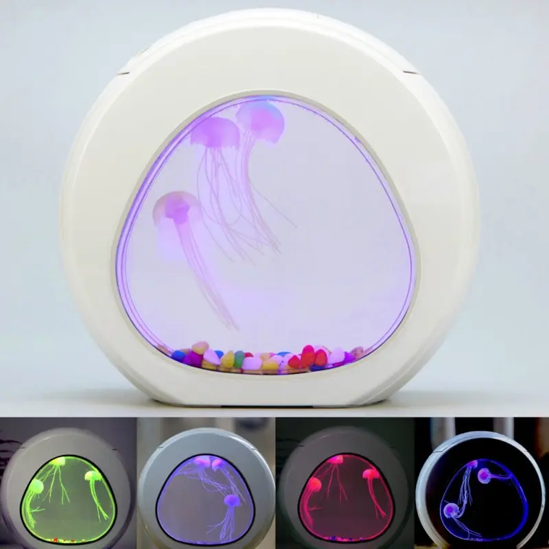 Light Aquarium Fish Tank Glowing Jellyfish Led Color Home Desktop Decor Size 7