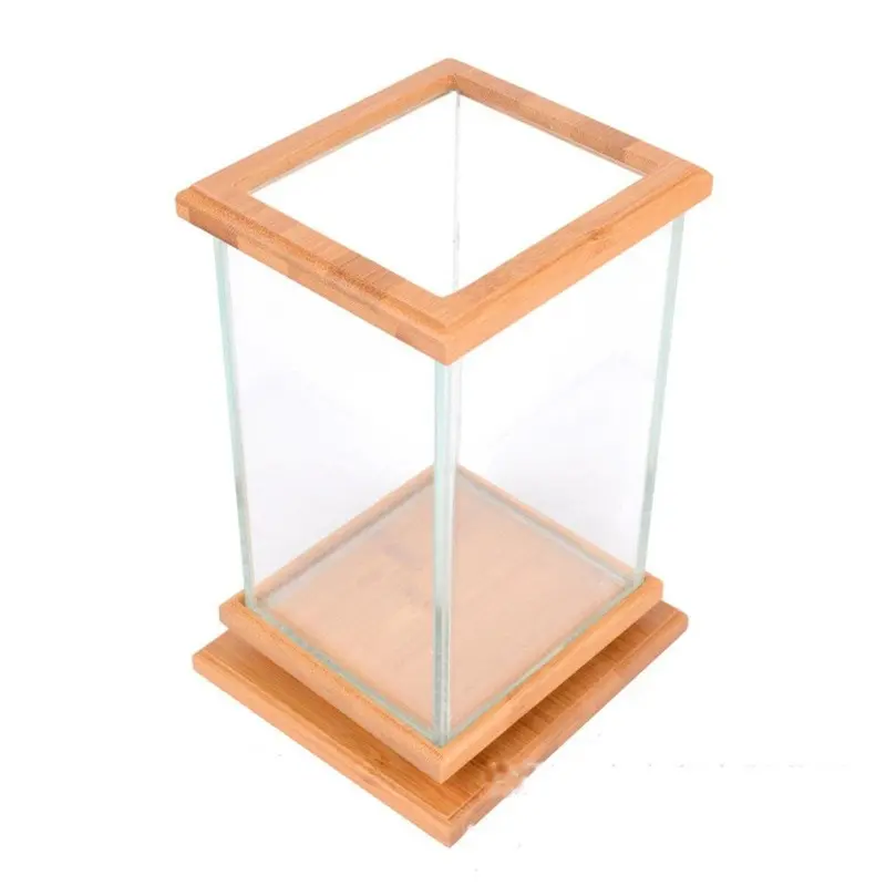 Mini Aquarium LED Lighting Clear Glass Fish Tank Container Office Desktop Decor!