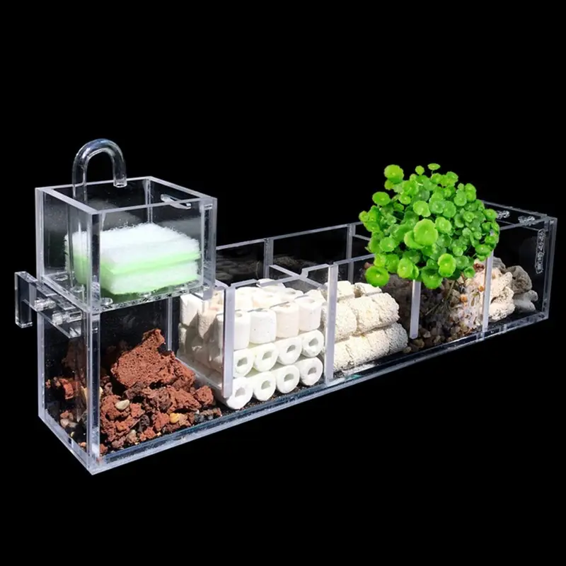 2/3/4/5/6 Grids Aquarium Fish Tank Pond External Filter Box Acrylic Set Size 2