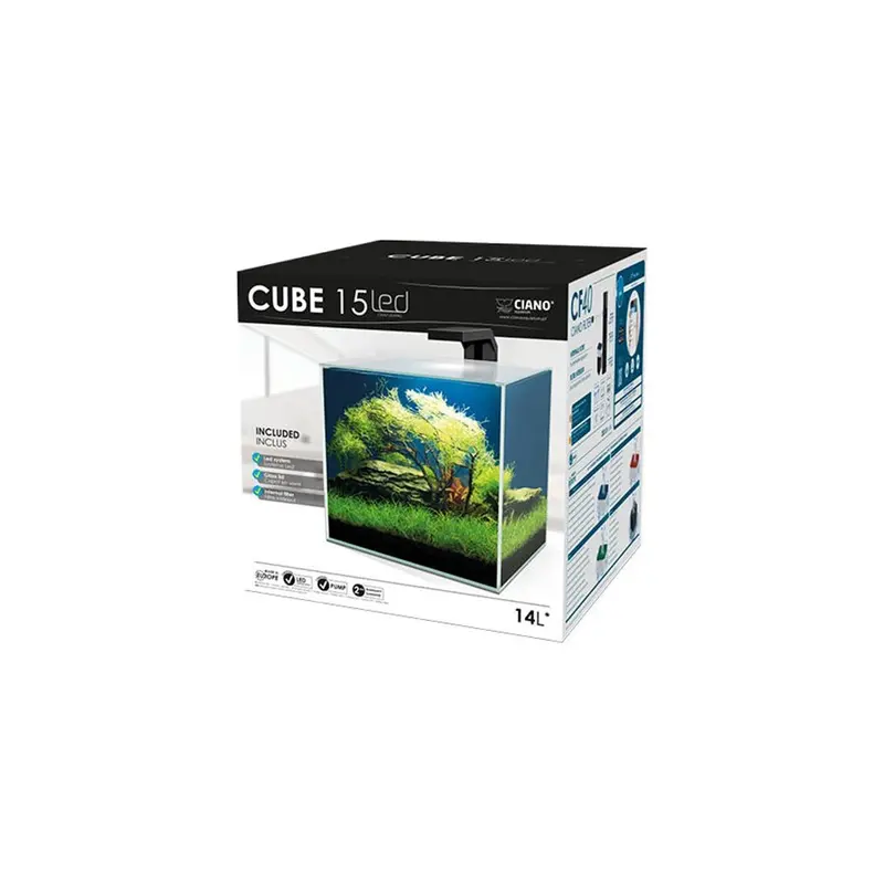 Ciano Cube Glass Aquarium Includes Led Lights & Filter (Cube (14 Litres)) Size 15