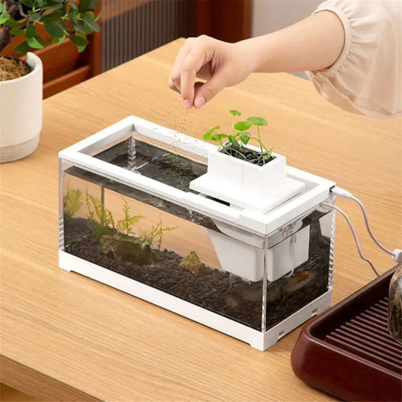 Light Tiny Fish Tank- Aquarium With Inner Mini Landscape Small