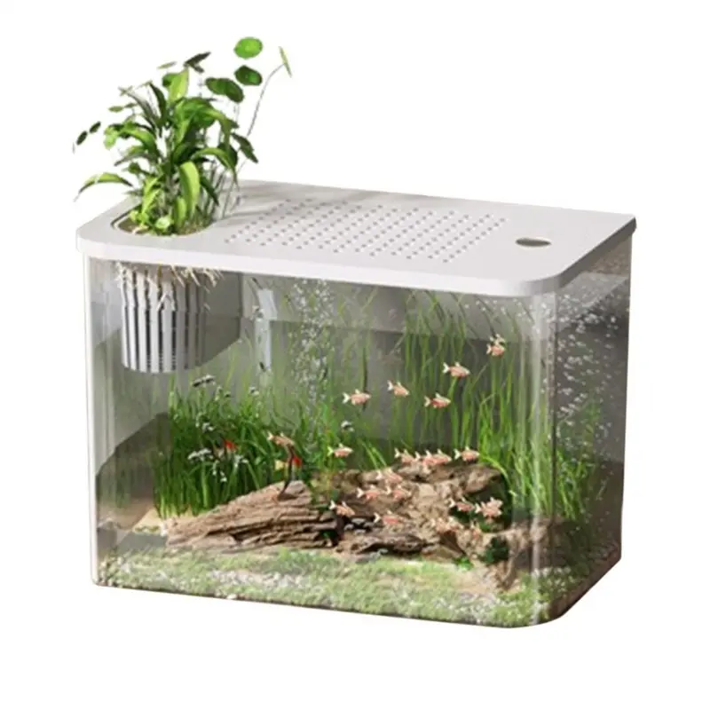 White Fish Tank Aquarium Transparent Desktop Tank Turtle Aquarium Size 1