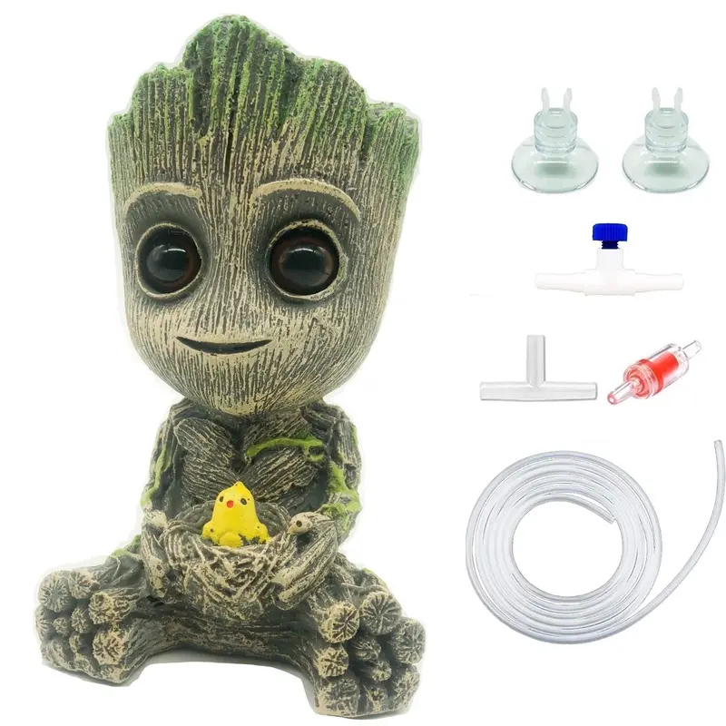 Anxunjim Brown Aquarium Groot Air Bubbler Decorations Fish Tank Air Stone Set Small