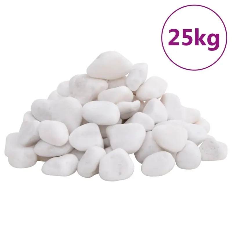 Vidaxl White Polished Pebbles Landscaping Decorative Stones River Rocks 25 Kg 25Kg