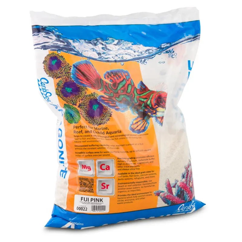 Caribsea Pink Aragonite Fiji Sand For Marine Reef Live Aquarium Tank - Bag 15Lb