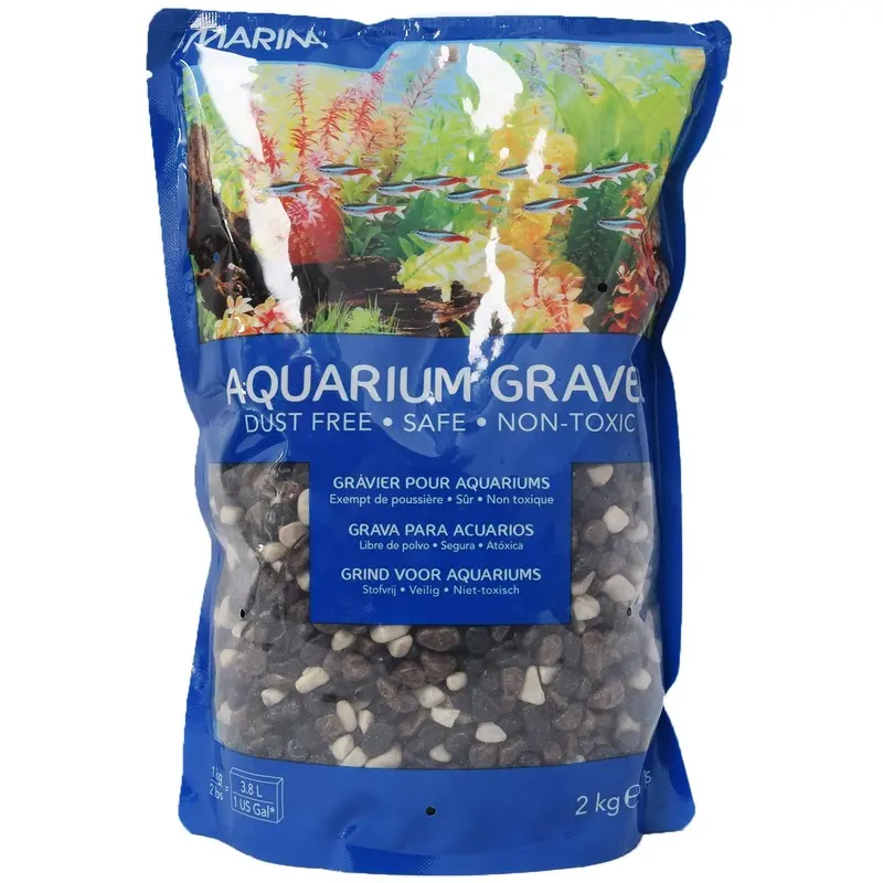 Marina Decorative Aquarium Gravel Mix, 2 Kg, Grey/ Black