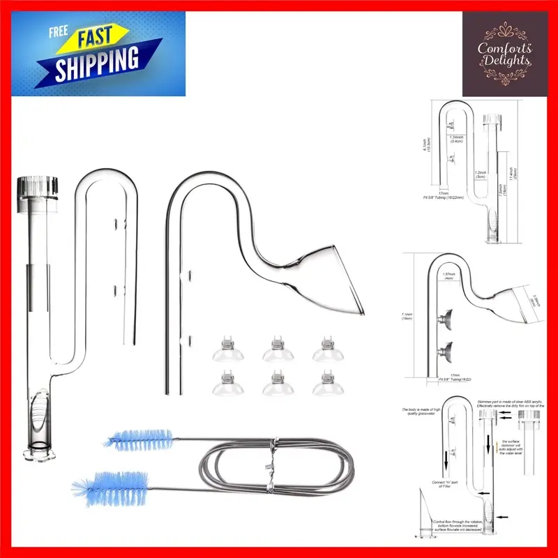 Sophisticated Glass Aquarium Lily Pipe Set - Inflow, Outflow & Skimmer Included