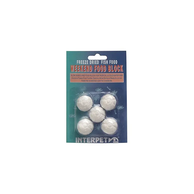 Interpet Weekend Fish Food Block (5Pk) - Slow Release, Tubifex Size 5
