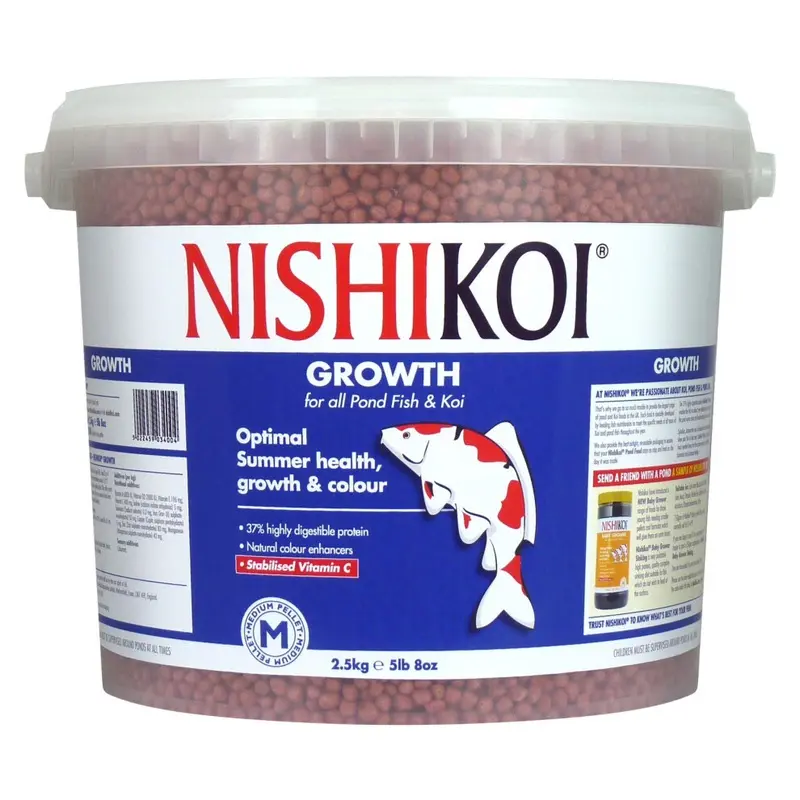 Nishikoi Growth Complete Food For Koi And Pond Fish - Pellets - 2.5Kg Medium