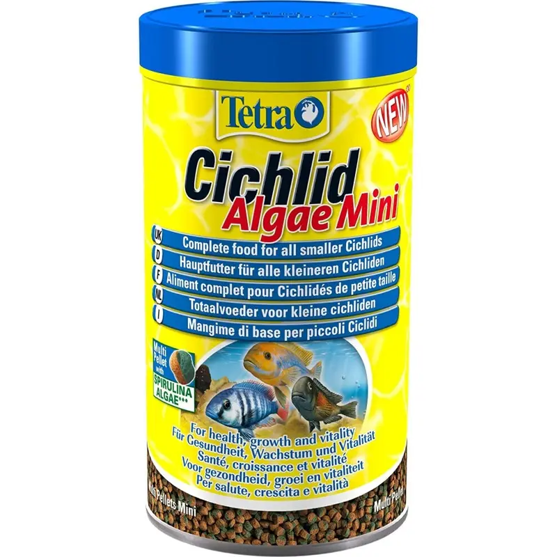 Tetra Cichlid Algae Mini Pellets, Complete Food For All Smaller Cichlids, 170 G Small