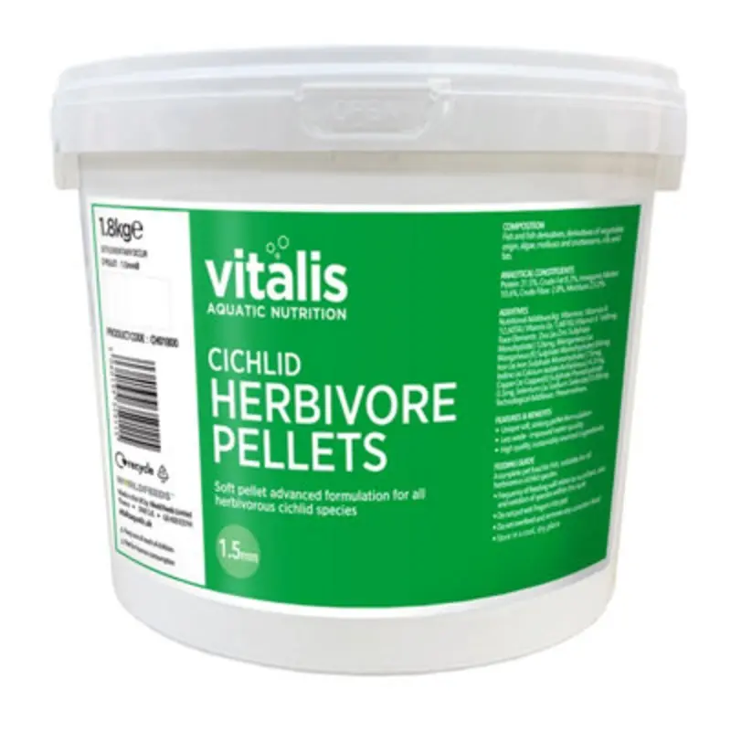 B&Q Vitalis Cichlid Herbivore Pellets 1.8Kg Fish Food