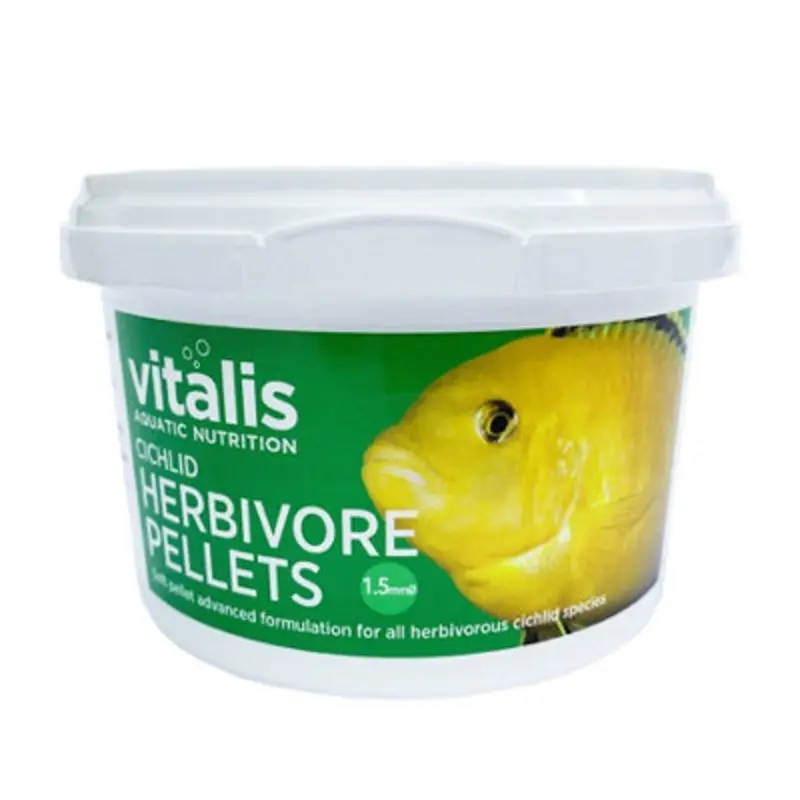 B&Q Vitalis Cichlid Herbivore Pellets Fish Food 140G