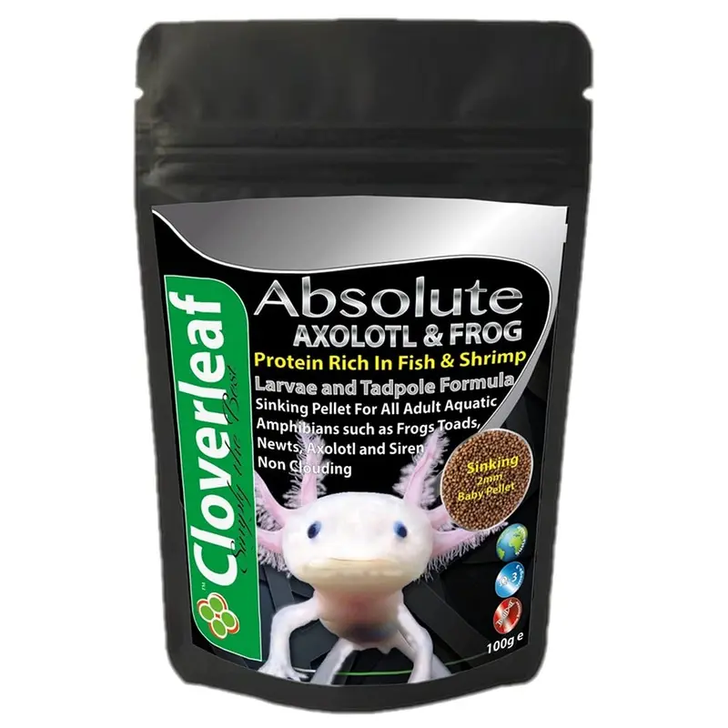 Cloverleaf Absolute Baby Axolotl & Frog 54% High Protein Sinking Pellets Food 100g