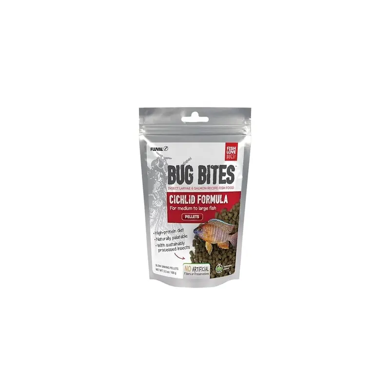 New Fluval Bug Bites Cichlid Pellets Fish Food, 100 G