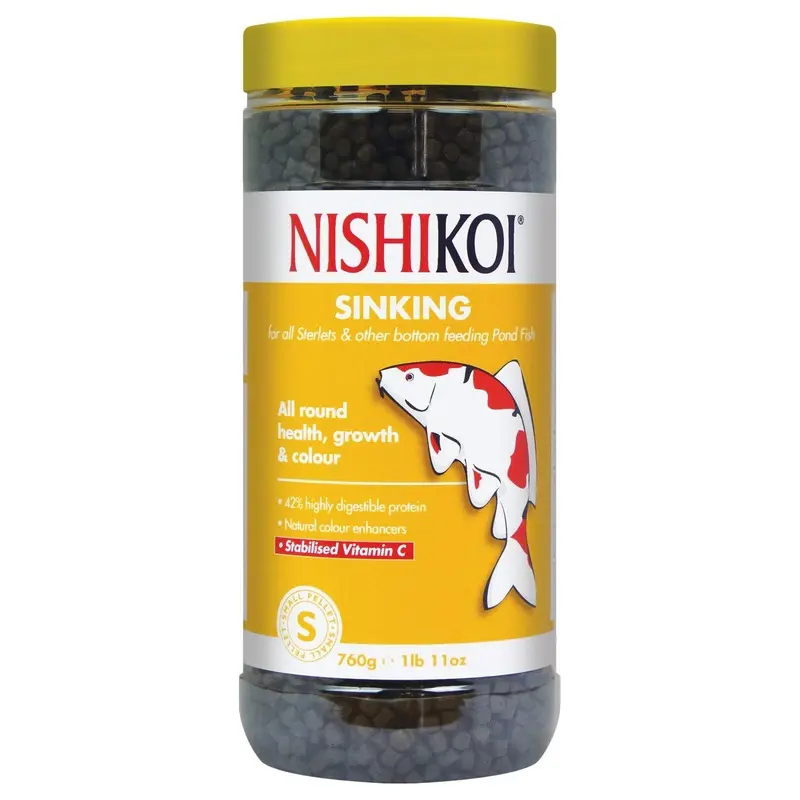 Nishikoi Sinking Food for Bottom Feeding Pond Fish - Small Pellets - 760g