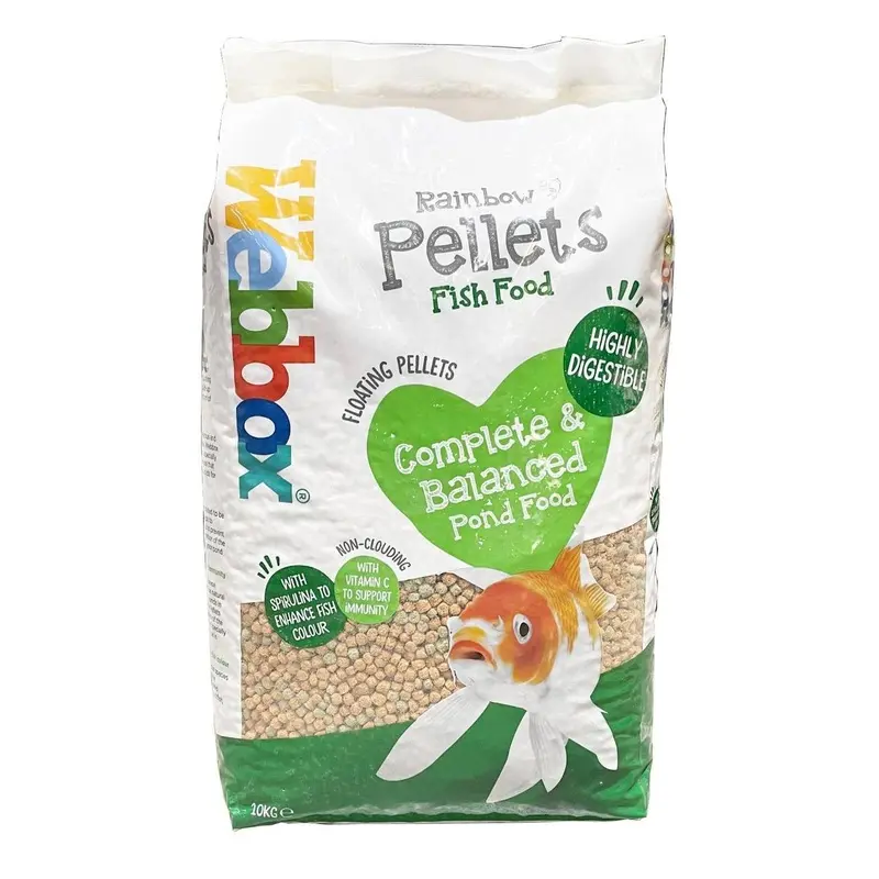 Webbox Rainbow Pellets Floating Pond Fish Food - 10Kg