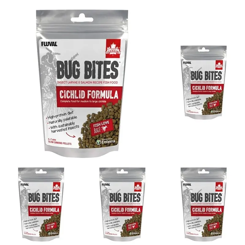 New Fluval Bug Bites Cichlid Pellets Fish Food, 100 G (Pack Of 5) Size 5