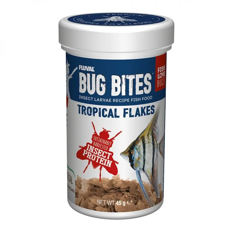 Fluval Bug Bites Tropical Flakes - Black 18G