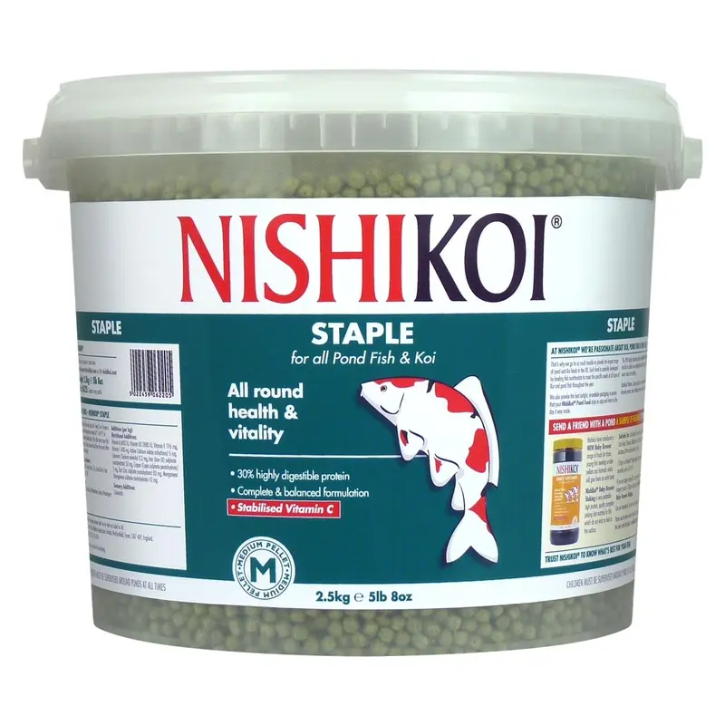 Nishikoi Staple Complete Food for Koi and Pond Fish - Medium Pellets - 2.5kg