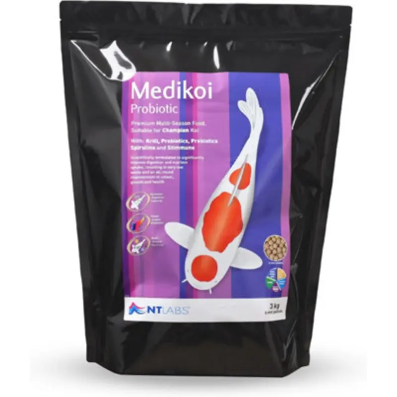 Nt Labs Medi-Koi Probiotic Multi-Season Garden Pond Pellet Koi Fish Food 6Mm 3Kg