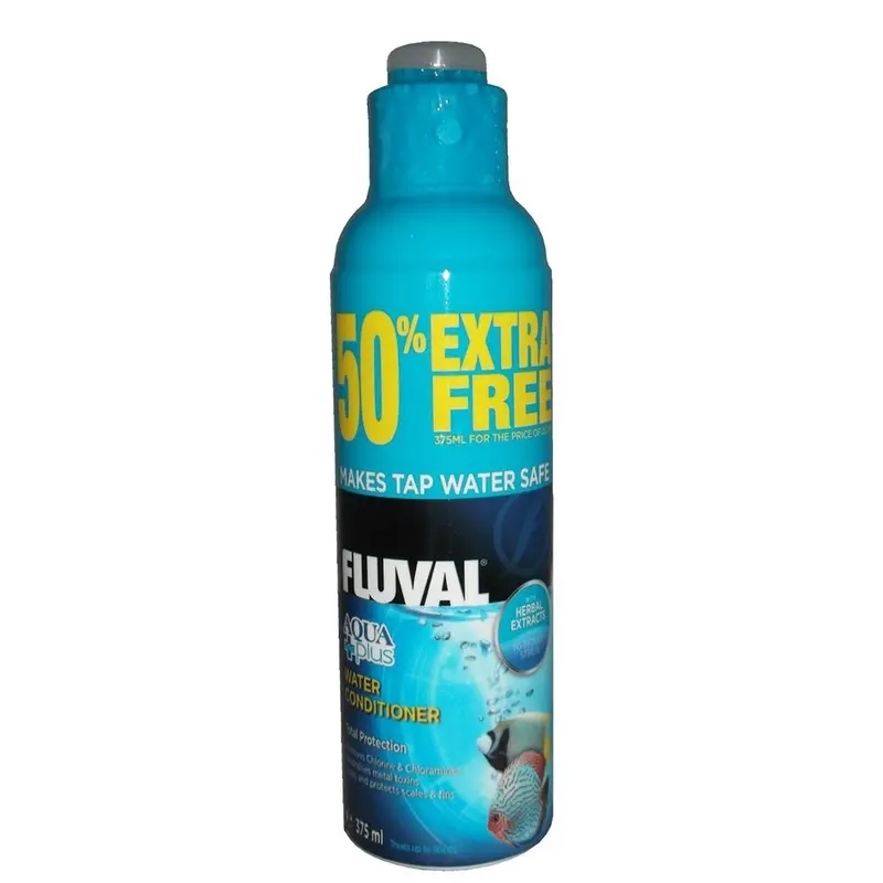 Fluval Aqua Plus Water Conditioner 375ml (50% Free) Chlorine Chloramine Aquarium