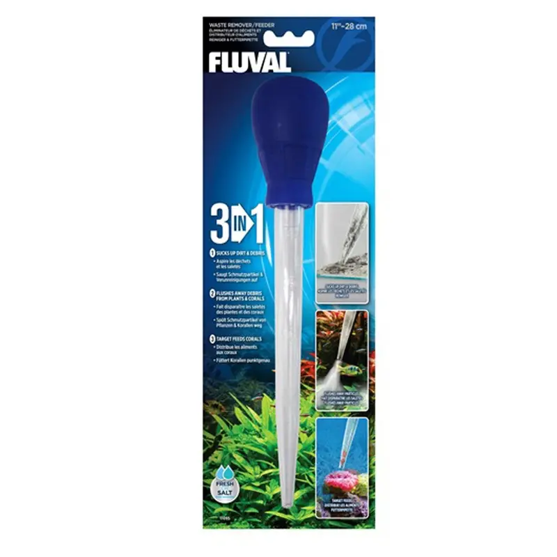 Fluval 3-in-1 Waste Remover/Feeder 28cm (11"") Maintenance Fish Tank Aquarium
