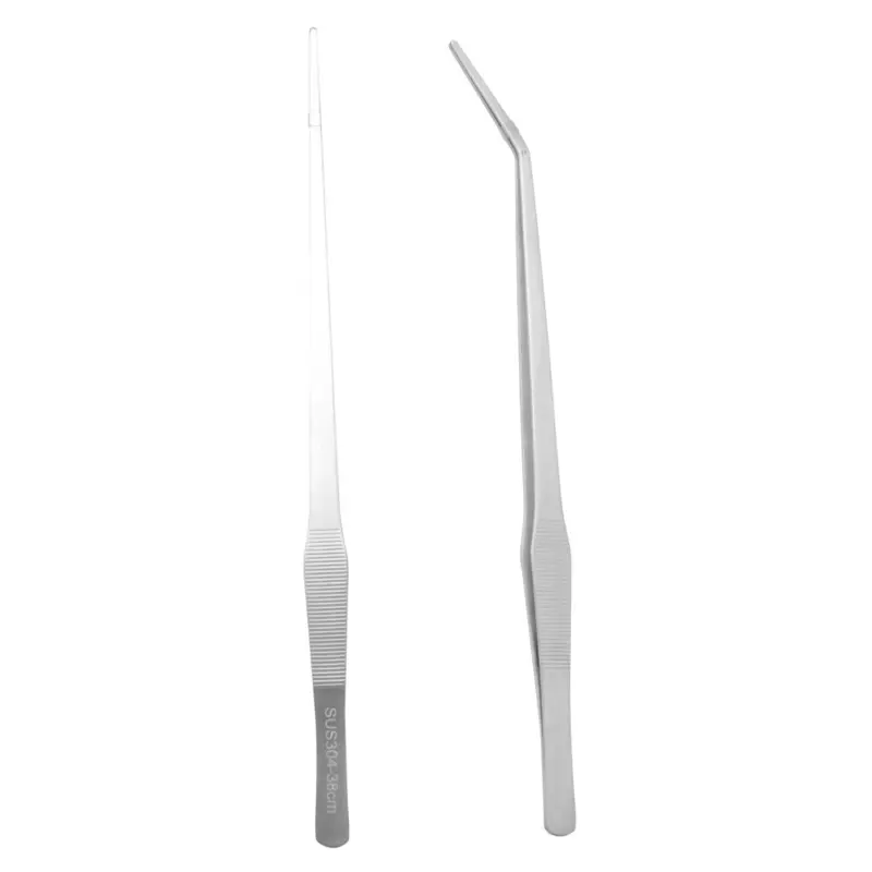 Spactz Long Inches, Stainless Steel Straight And Curved Tweezers Size 15