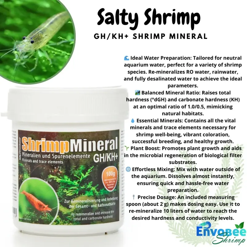 Salty Shrimp Mineral GH/KH+ Mineral GH booster RO Cherry Tiger Neocaridina 100g