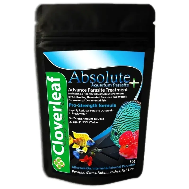 Cloverleaf Absolute Parasite + Plus Aquarium Treatment 50g Freshwater Fish Tank.