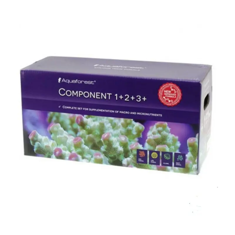 AQUAFOREST COMPONENT 1+ 2+ 3+ ESSENTIAL MARINE CORAL MICROELEMENTS REEF TANK