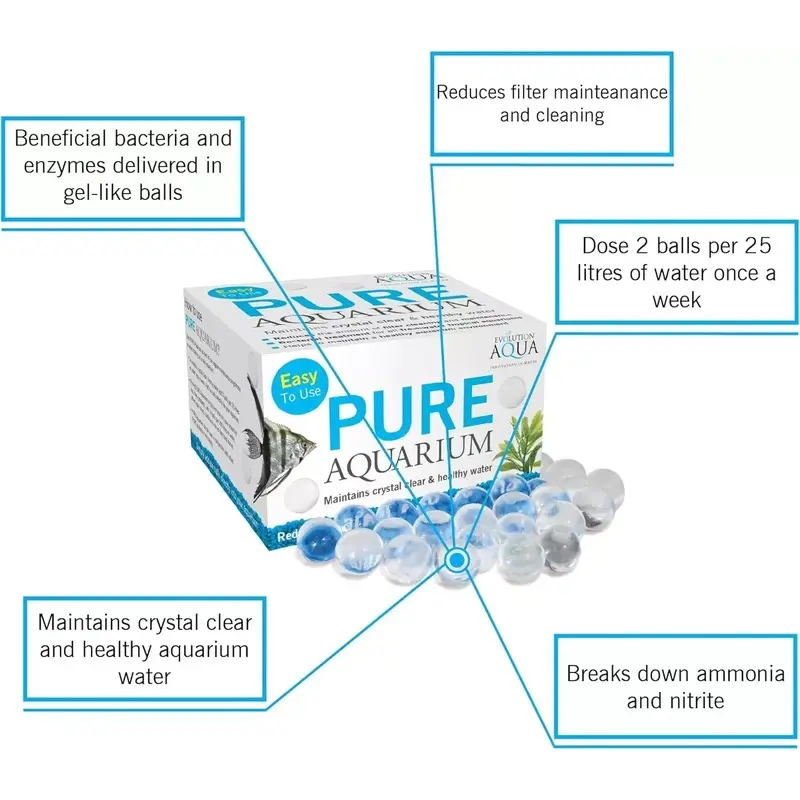 Evolution Aqua Pure Aquarium Balls 50  Fish Tank Clear Water Filter Start