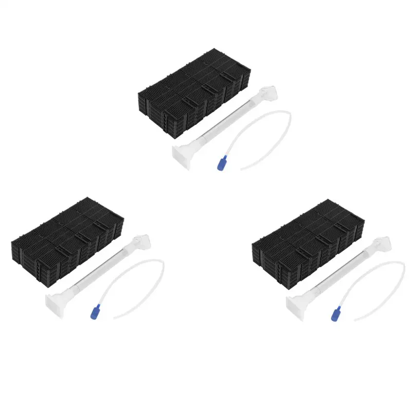 Tlily Black 60 Pcs Plastic Aquarium Undergravel Filter + Air Line Hose + Tube Size 2.8