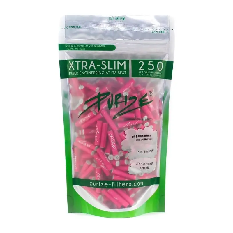 Purize Pink (Pink) Xtra Slim Filter Tips Activated Carbon By