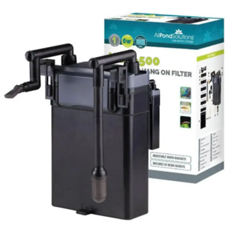 All Pond Solutions 500L/H Hang On Aquarium External Filter Hob-500